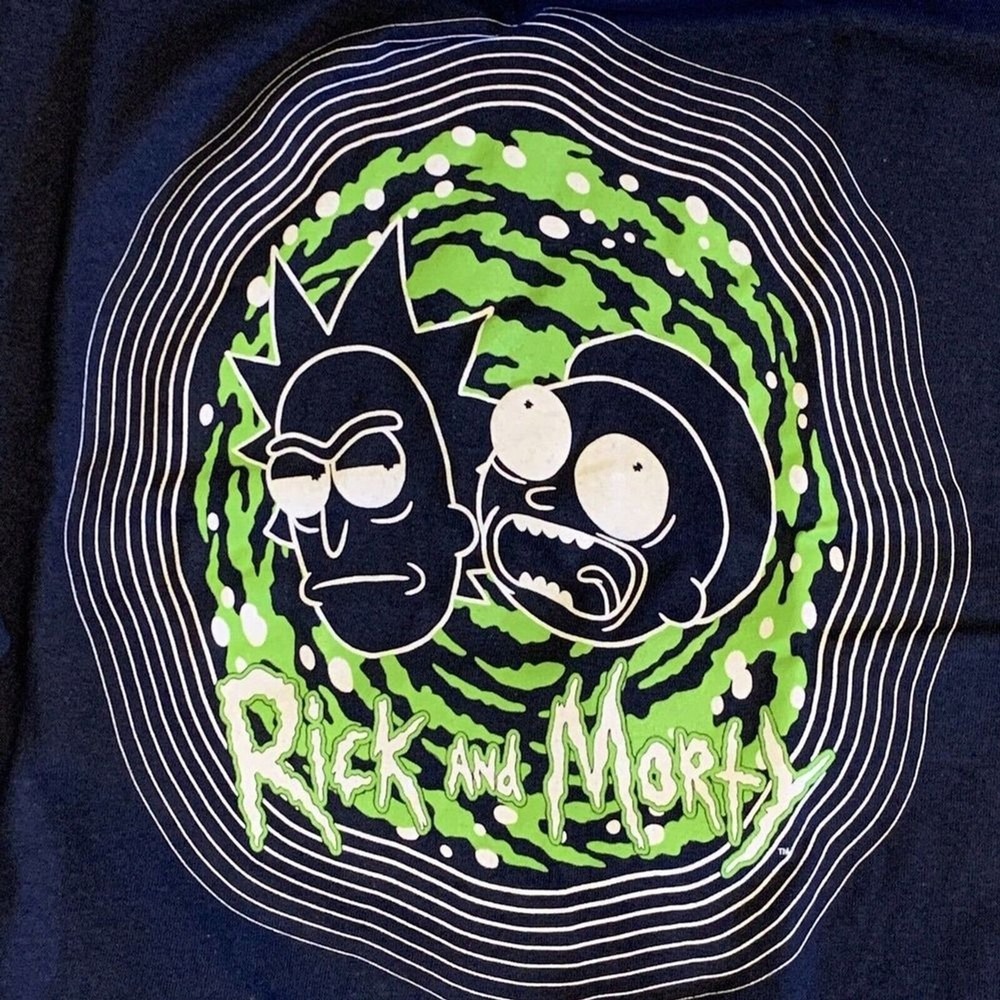 Rick and Morty Mens Shirt XL Green Portal Outline Unisex T-Shirt Navy NWT - Picture 12 of 12